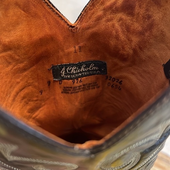 J CHISHOLM Women’s Western Boots, Chocolate Leather & Yellow Snakeskin, Size 9D - Picture 7 of 10